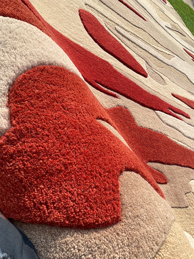 Beige & Red Irregular Hand Tufted Rug