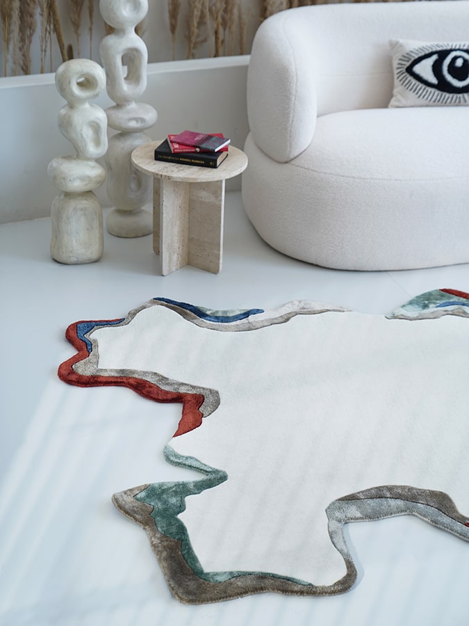 White Irregular Premium Hand Tufted Rug