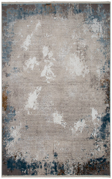 Soft Blue Patterned Acrylic Polyester Rug