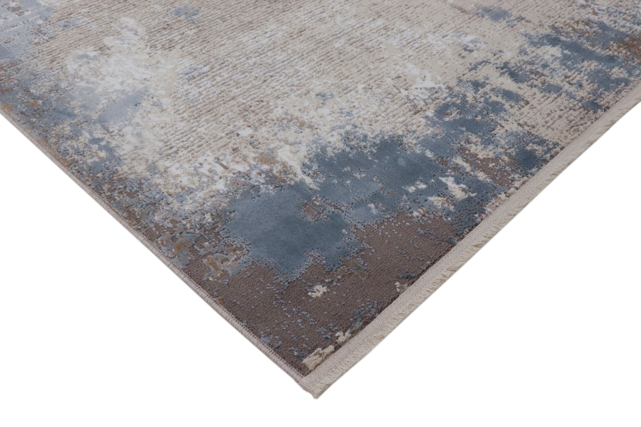 Soft Blue Patterned Acrylic Polyester Rug
