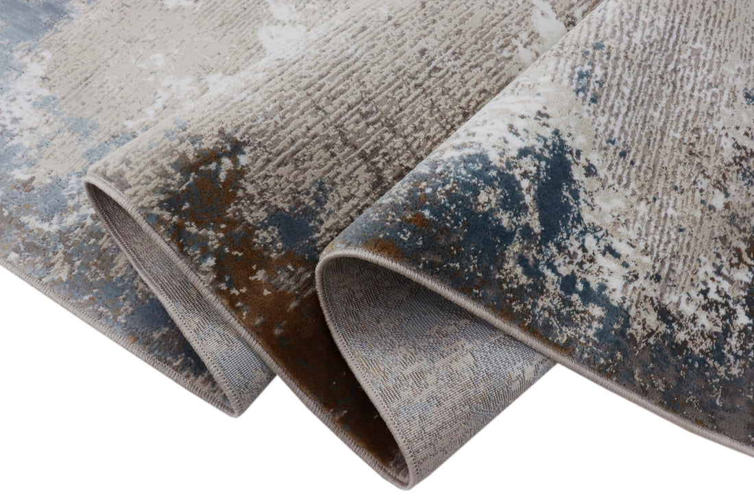 Soft Blue Patterned Acrylic Polyester Rug