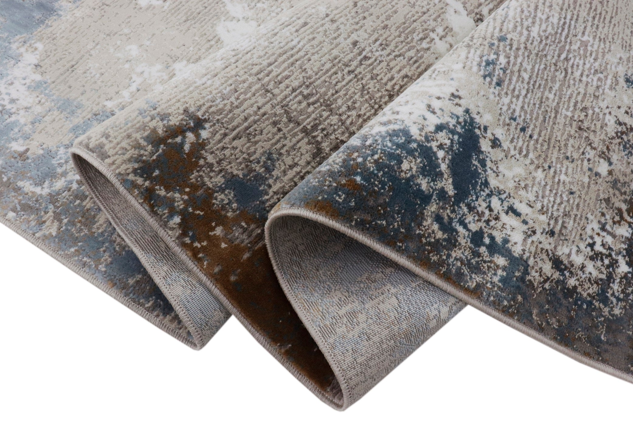 Soft Blue Patterned Acrylic Polyester Rug