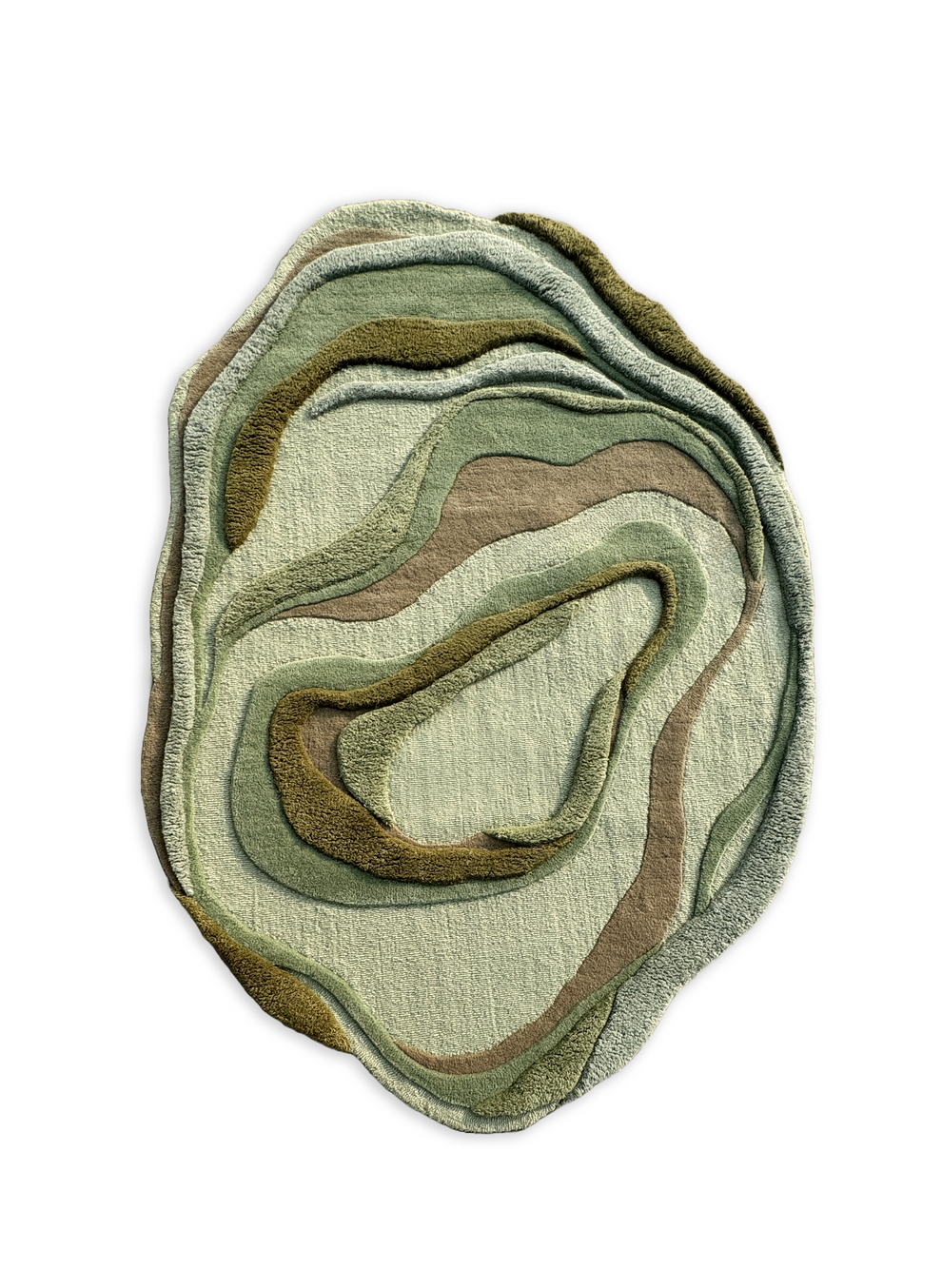Olive Green Irrgeular Shape Hand Tufted Rug