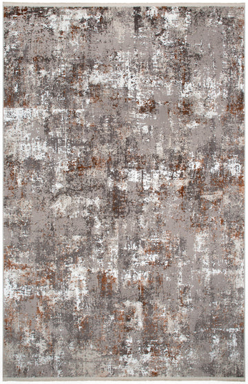 Soft Grey Patterned Acrylic Polyester Rug