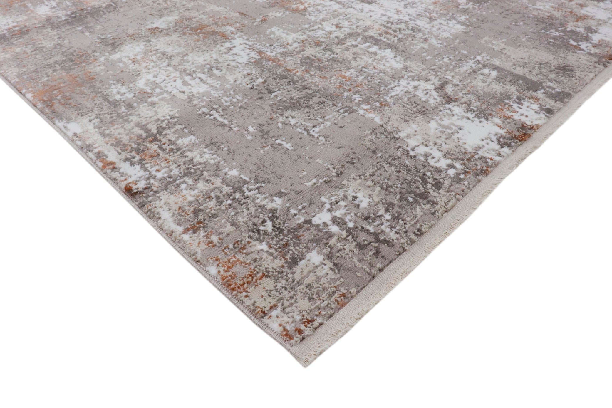 Soft Grey Patterned Acrylic Polyester Rug
