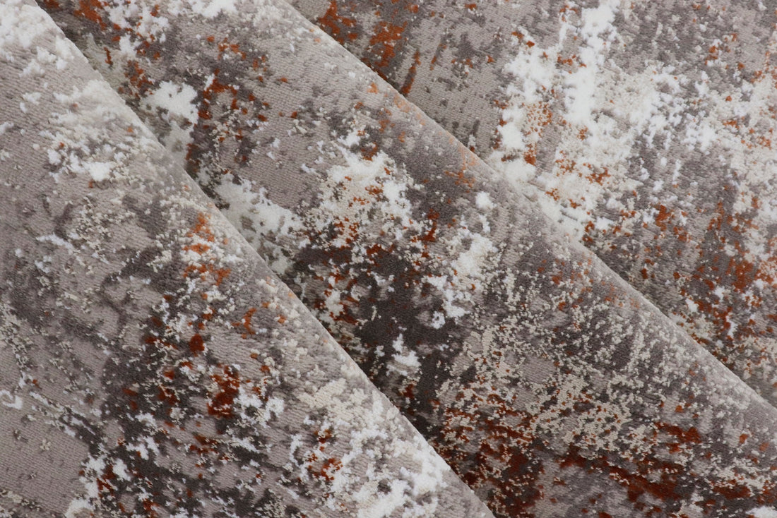 Soft Grey Patterned Acrylic Polyester Rug