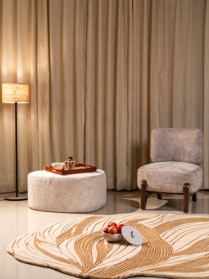 Golden Beige New Zealand Wool Hand Tufted Rug