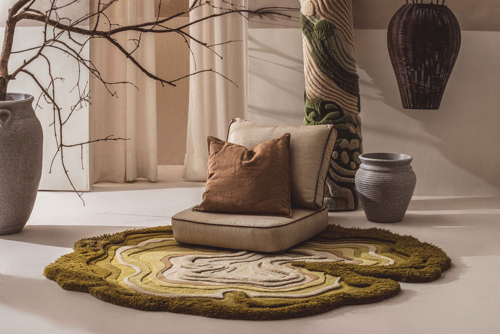 Golden New Zealand Wool Hand Tufted Rug