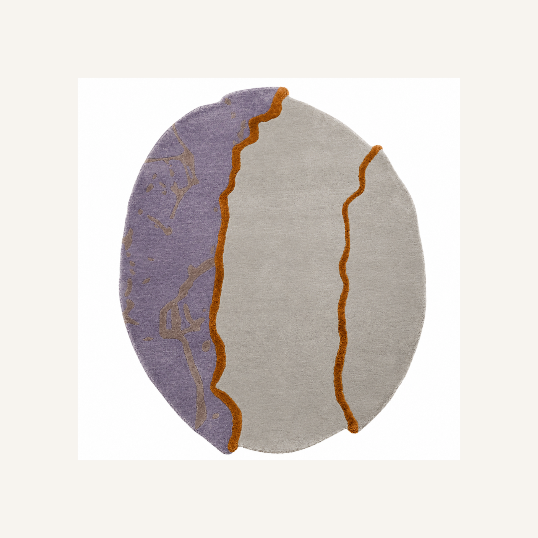Luxury oval abstract rug isolated on white background
