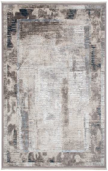 Soft Grey Patterned Acrylic Polyester Rug