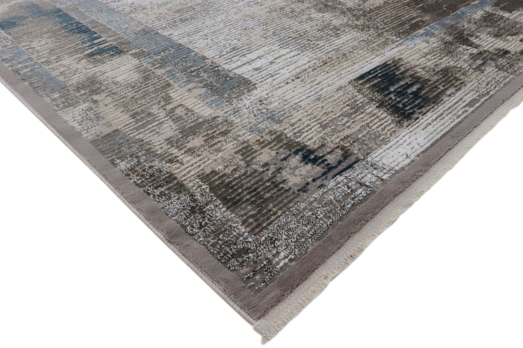 Soft Grey Patterned Acrylic Polyester Rug