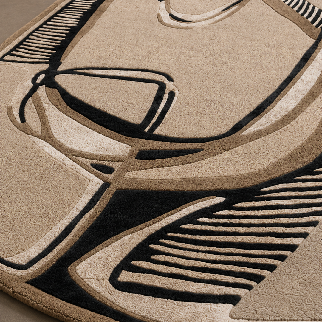 Close-up texture of luxury abstract monoline rug