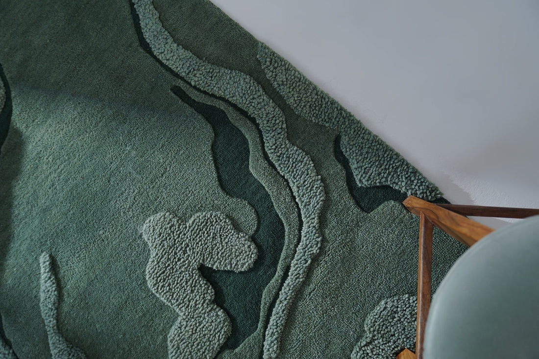 Green New Zealand Wool Hand Tufted Rug