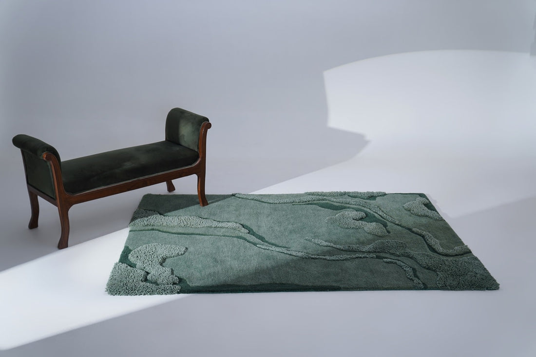 Green New Zealand Wool Hand Tufted Rug
