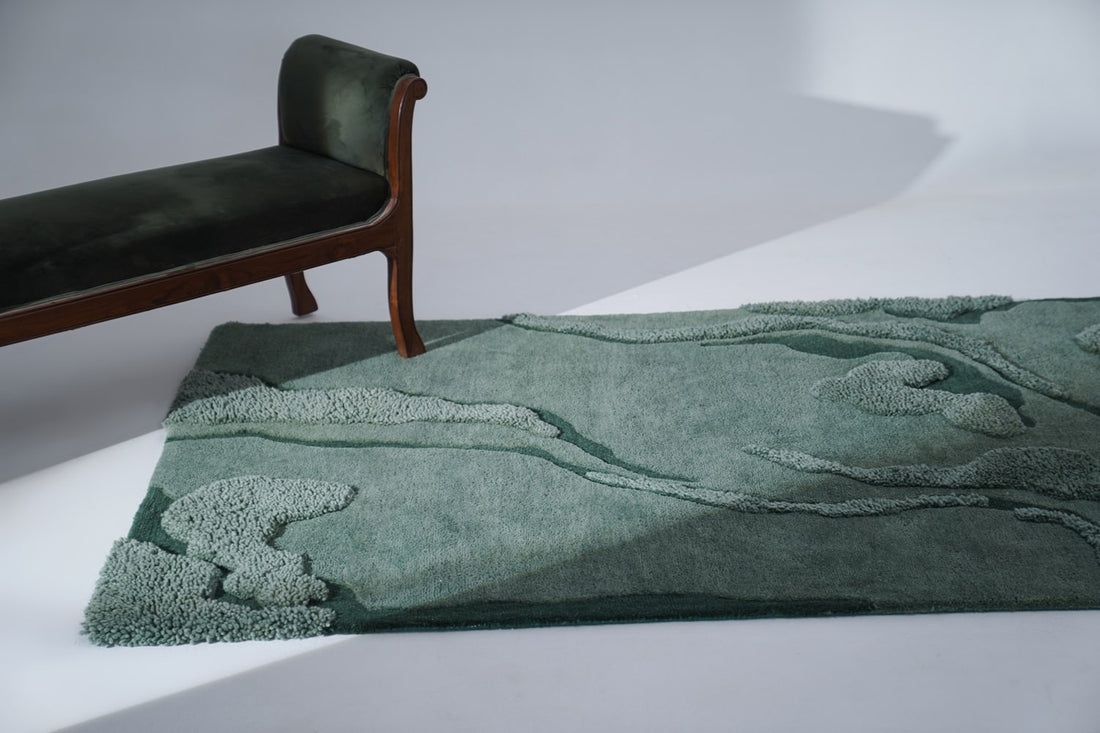 Green New Zealand Wool Hand Tufted Rug