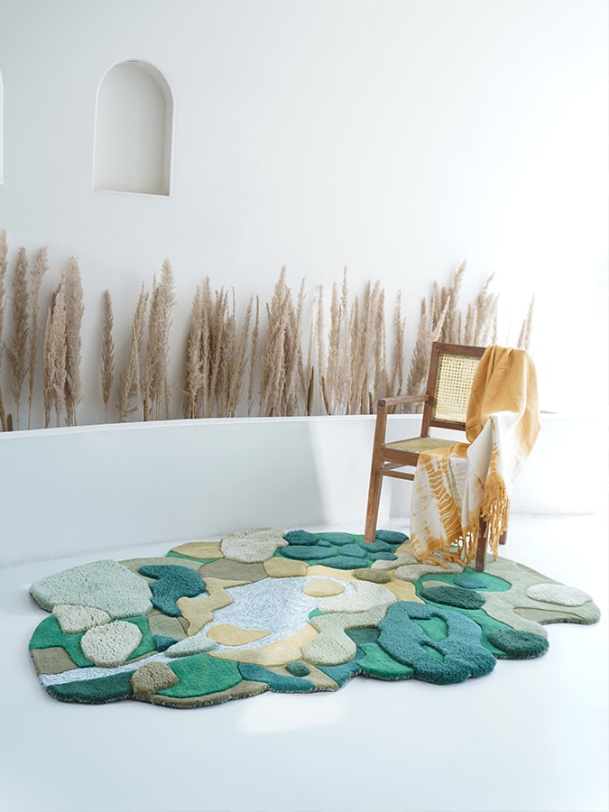 Green Modern Design New Zealand Wool Hand Tufted Rug
