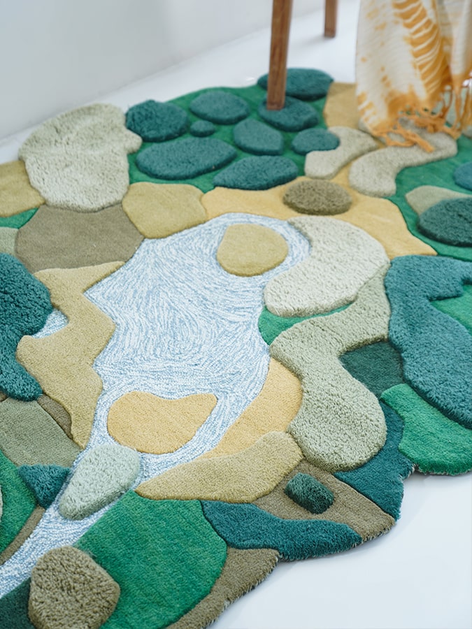 Green Modern Design New Zealand Wool Hand Tufted Rug