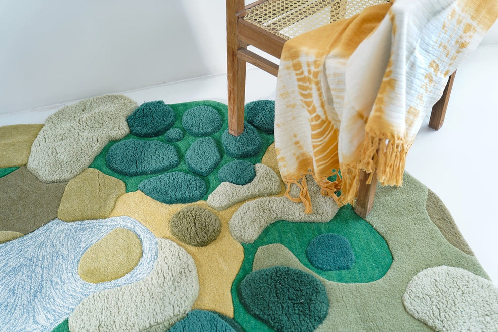 Green Modern Design New Zealand Wool Hand Tufted Rug