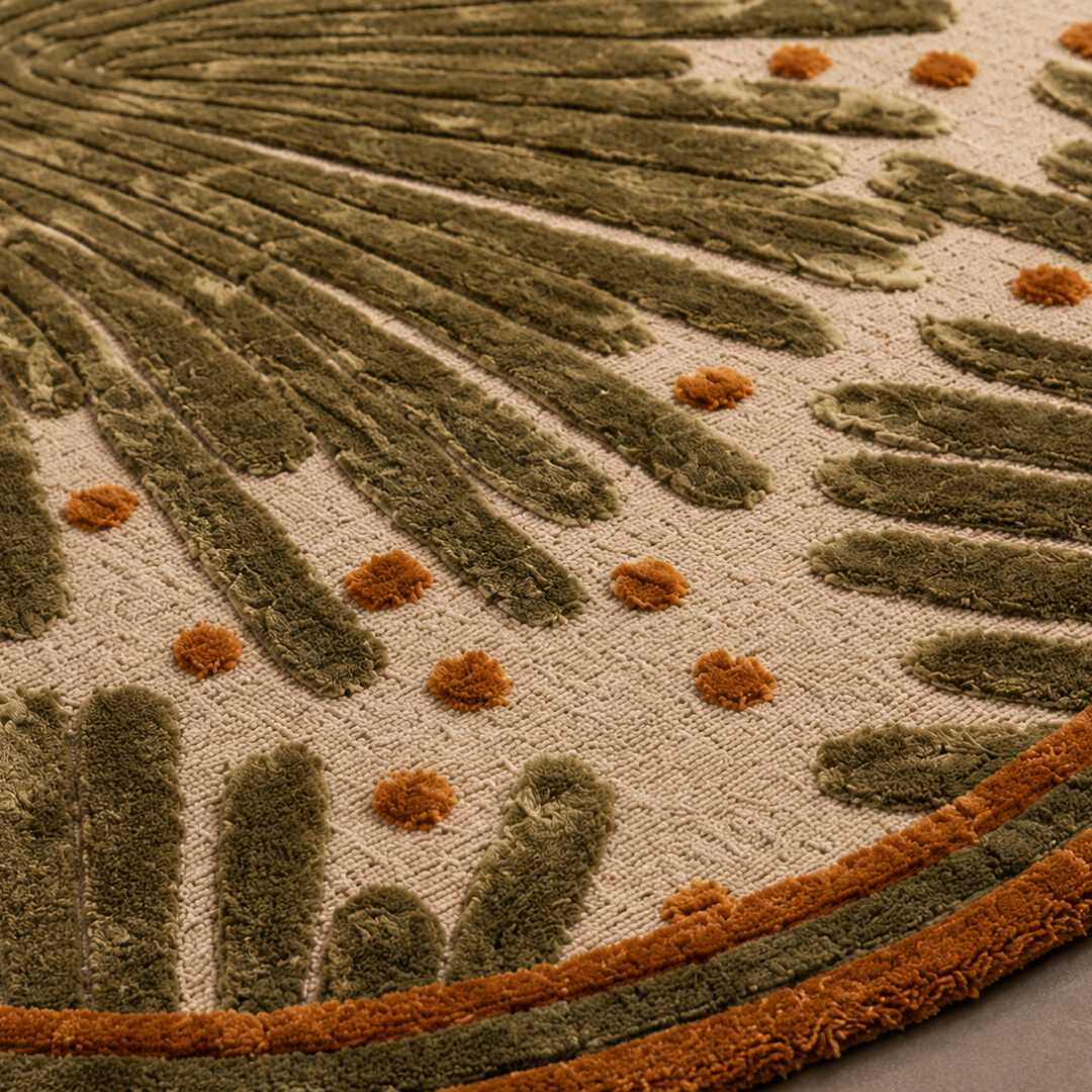 Close-up texture of sculpted luxury hand tufted rug