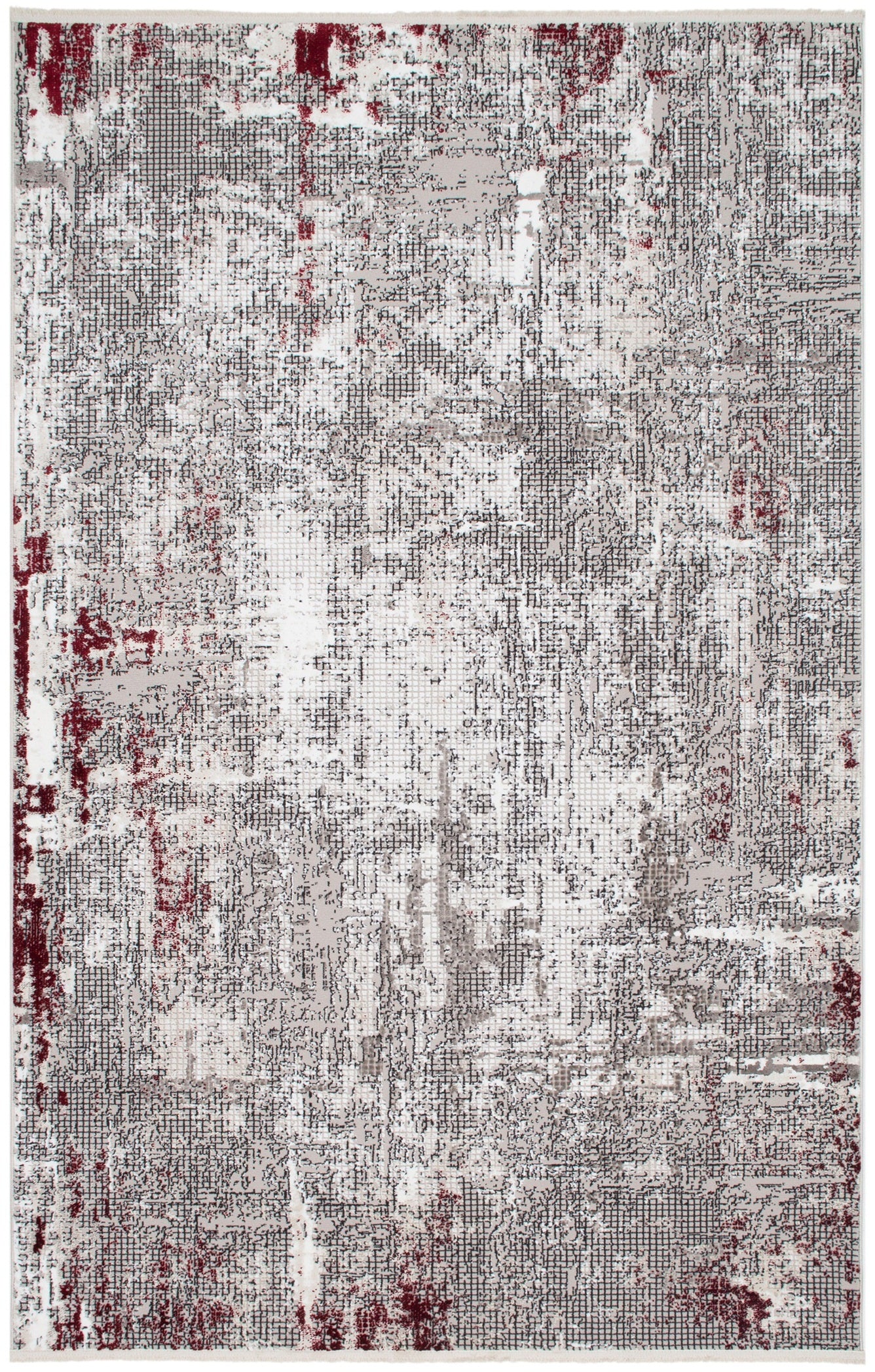 Soft Red Patterned Acrylic Polyester Rug