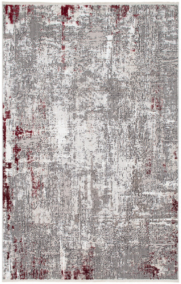 Soft Red Patterned Acrylic Polyester Rug