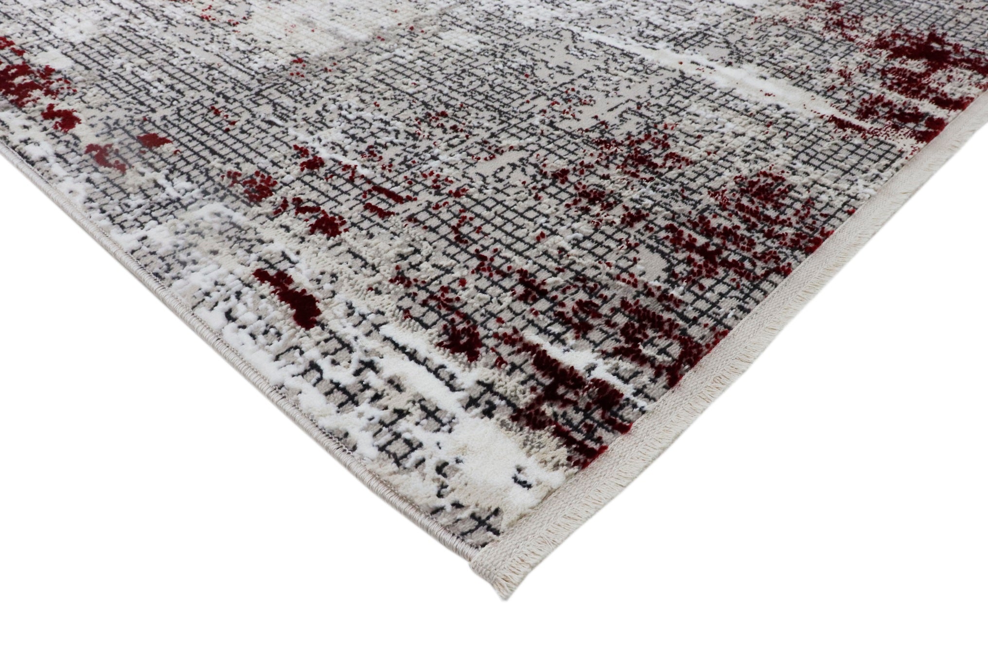 Soft Red Patterned Acrylic Polyester Rug