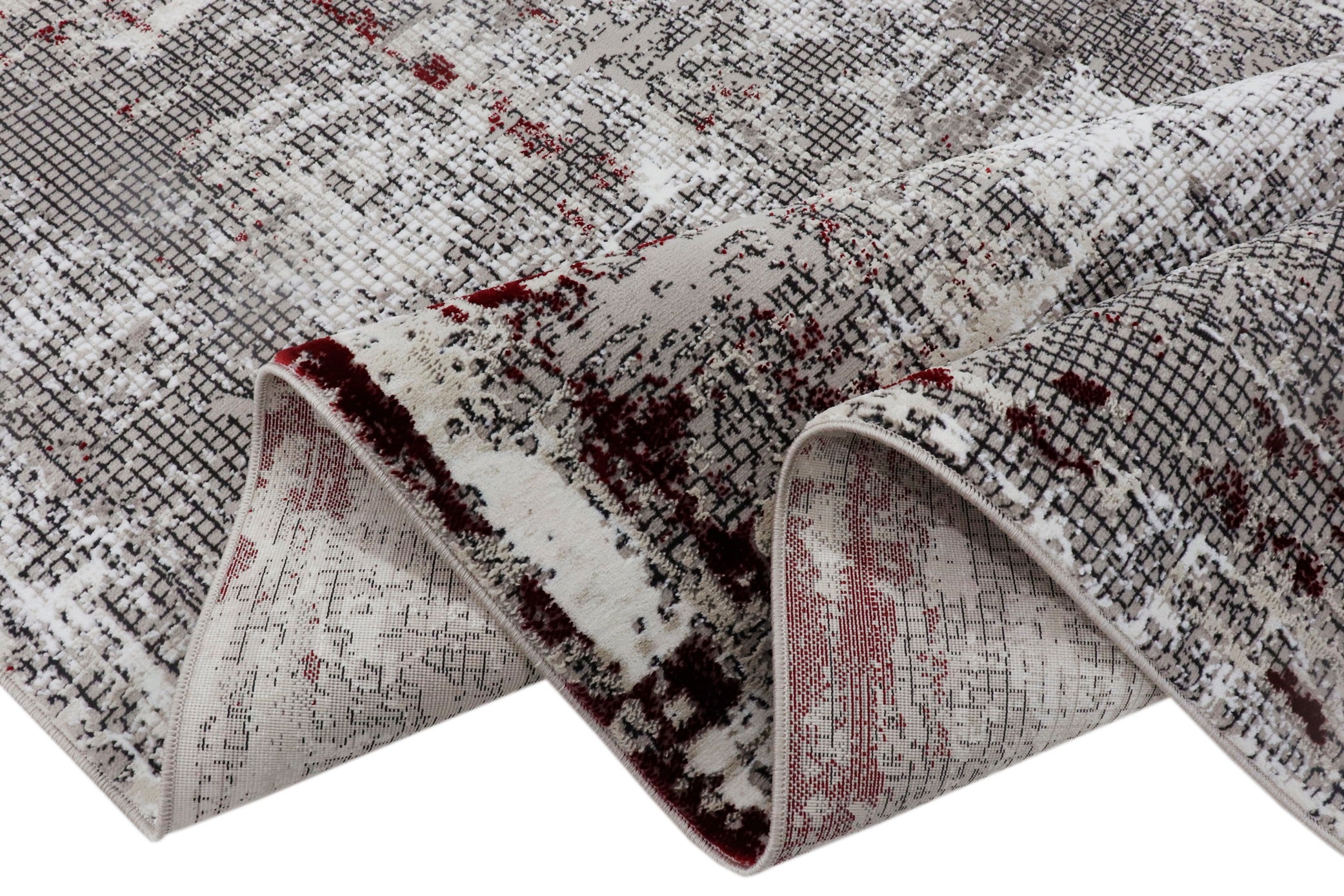 Soft Red Patterned Acrylic Polyester Rug