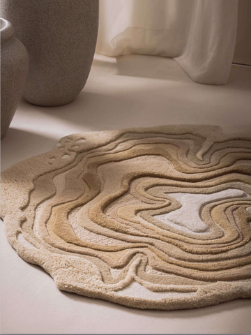 Cream Beige New Zealand Wool Hand Tufted Rug
