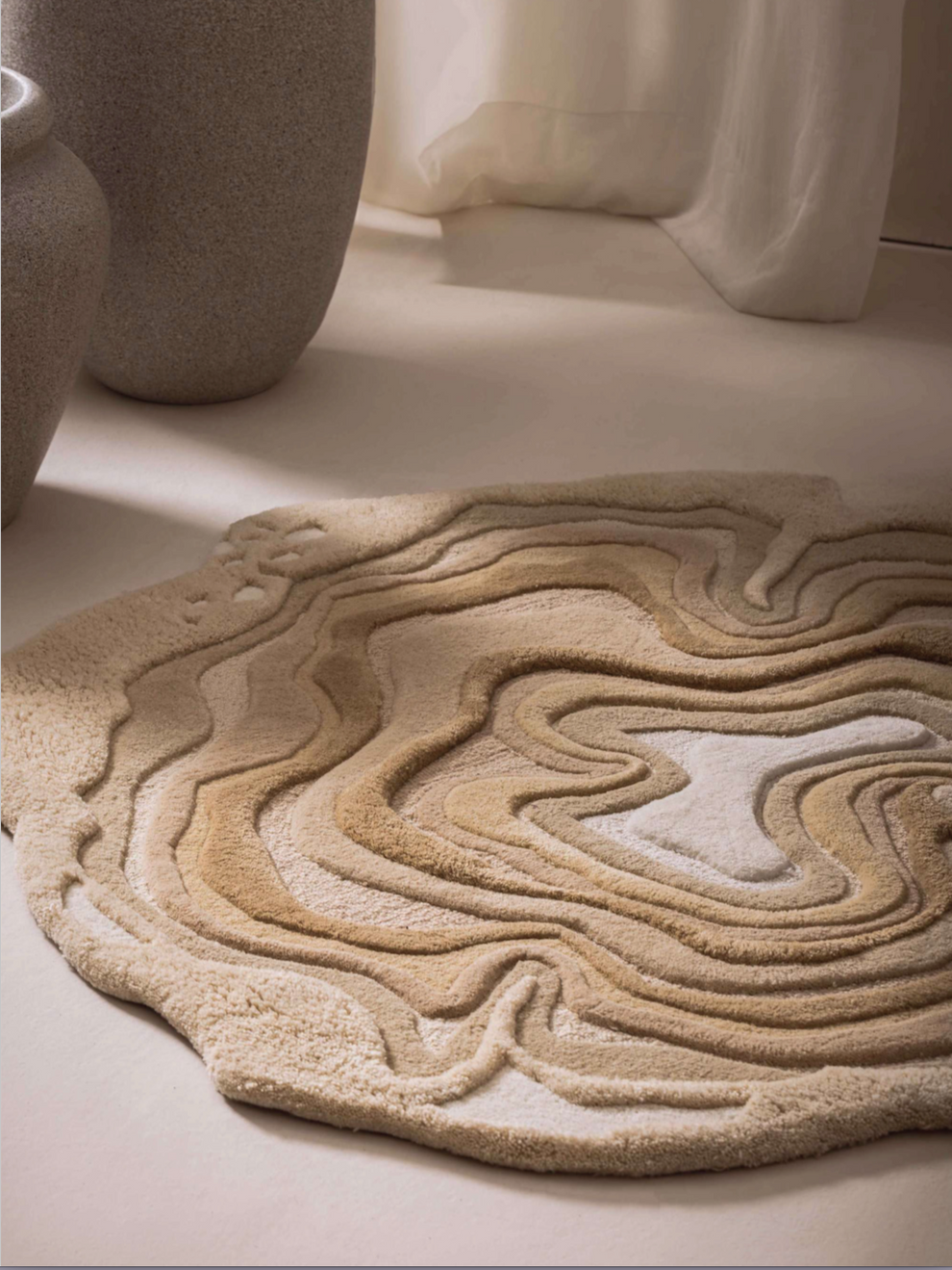Cream Beige New Zealand Wool Hand Tufted Rug