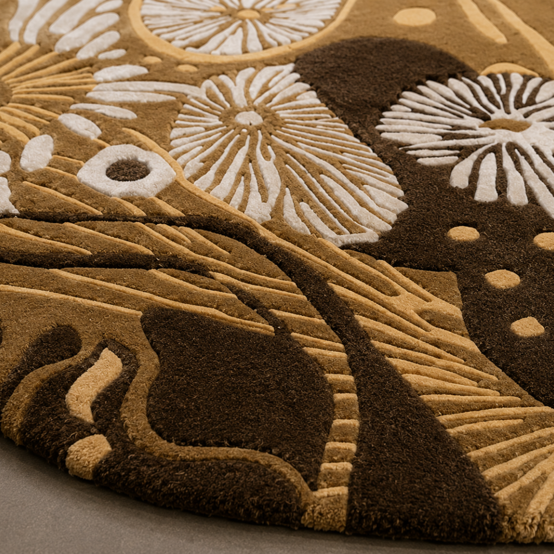 Close-up texture of sculpted luxury hand tufted rug
