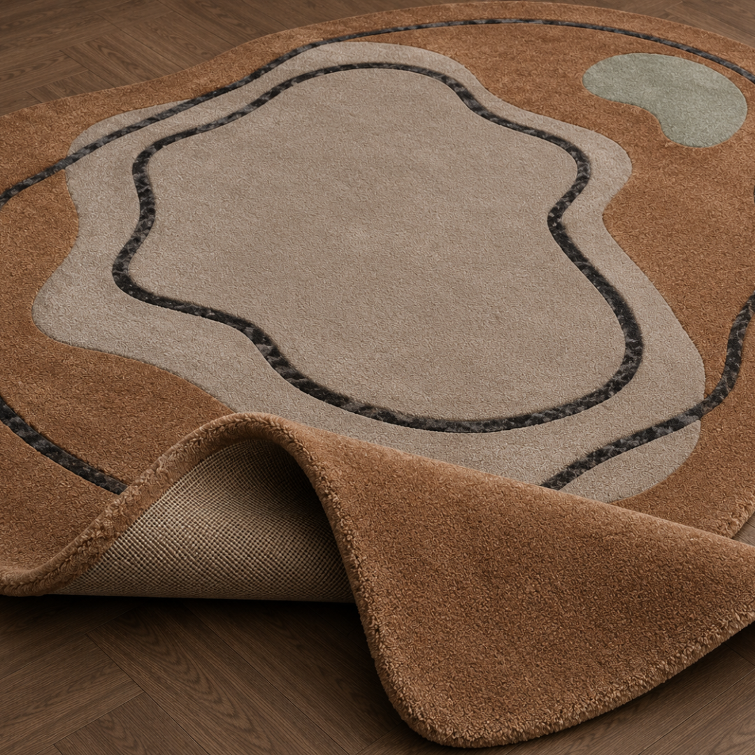 Close-up texture detail of premium hand tufted organic rug