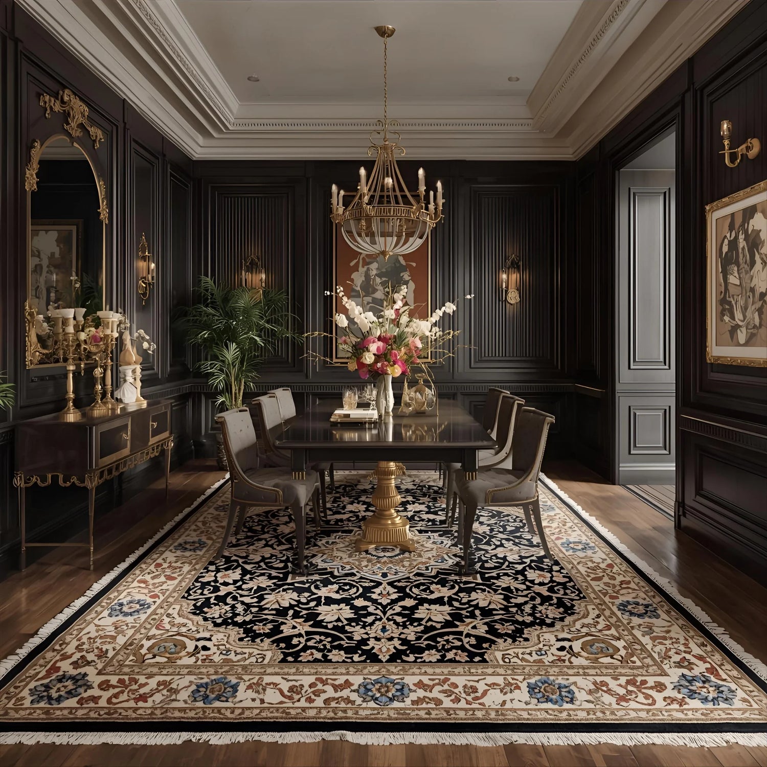 Elegant rug featuring rich textures and intricate patterns to enhance home decor.