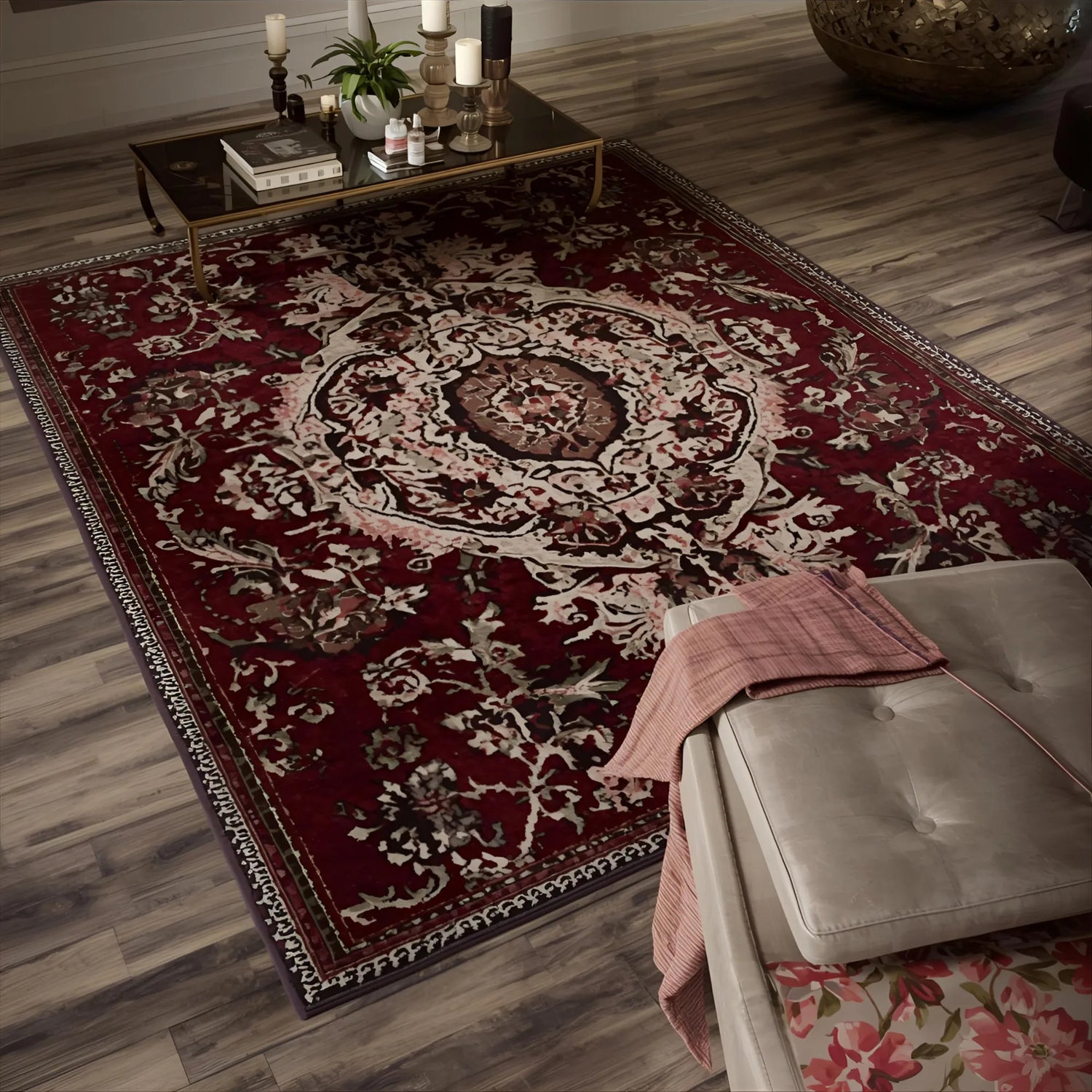 Elegant rug featuring rich textures and intricate patterns to enhance home decor.