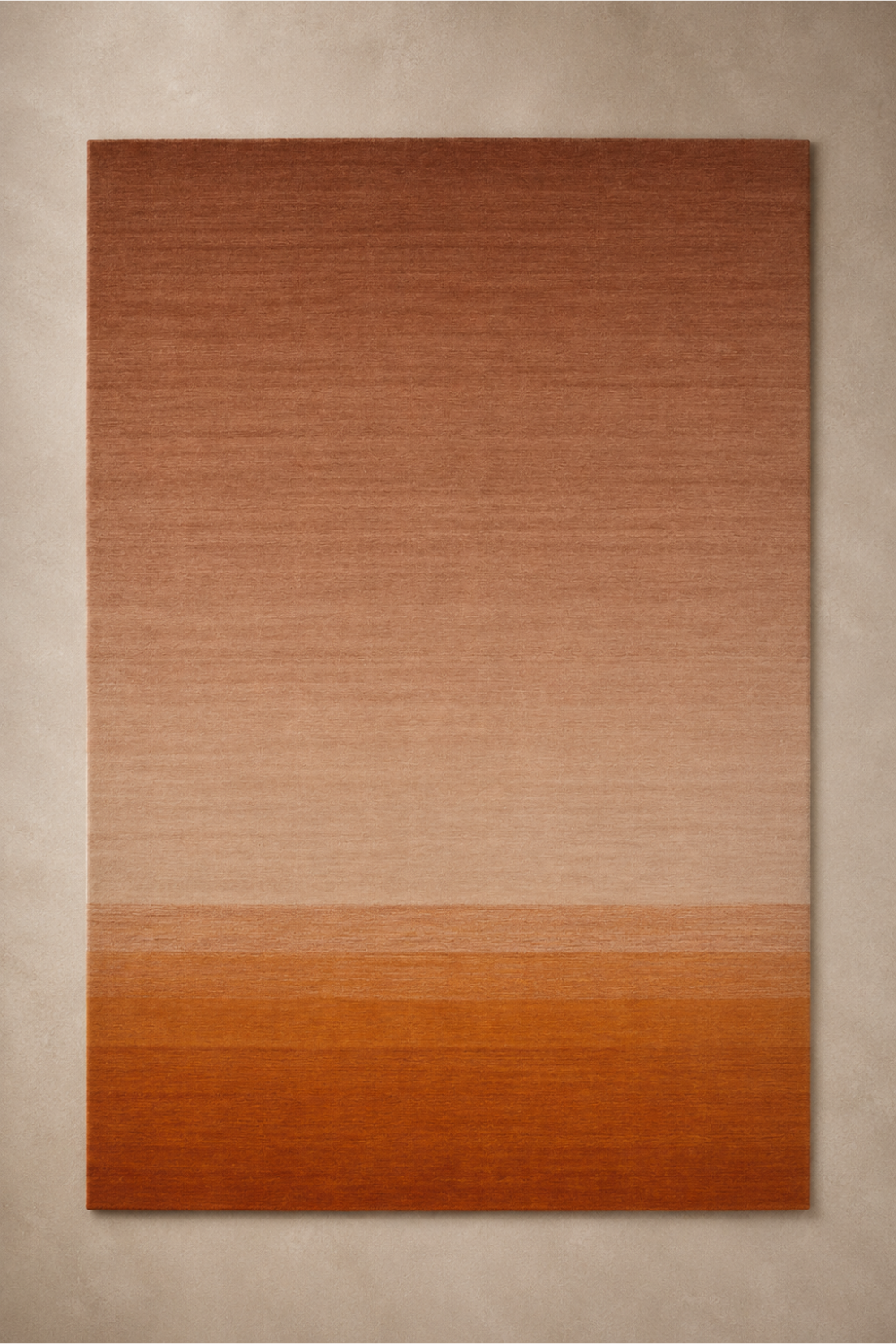 Amber Horizon luxury handloom New Zealand wool rug with warm terracotta tonal shading styled in a contemporary luxury living room