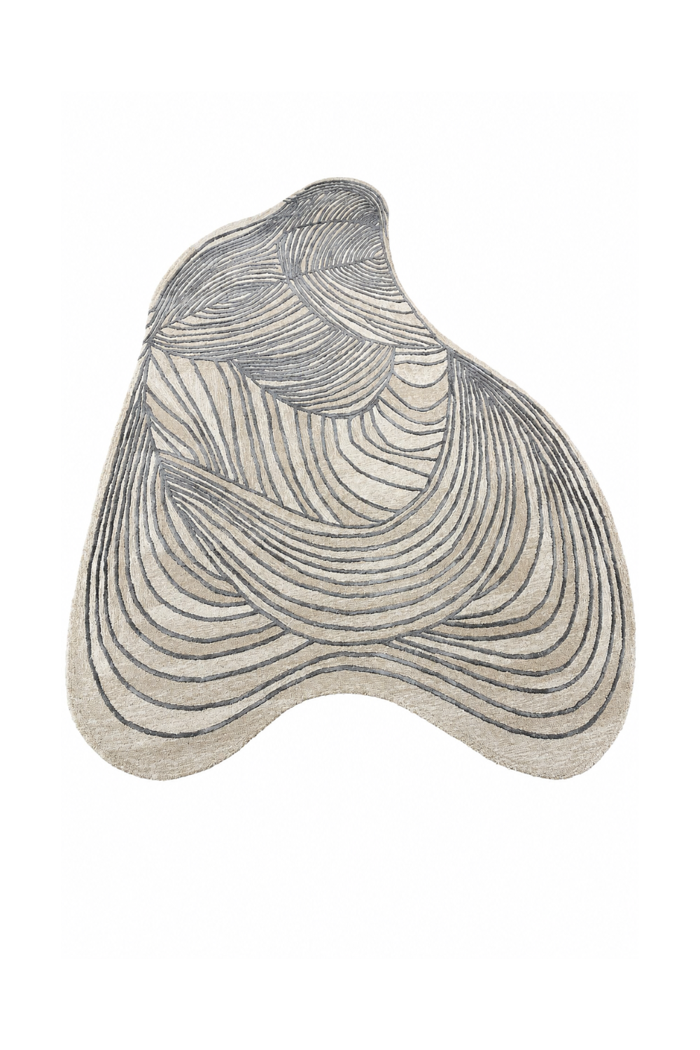 Top view of Aurelia Wave luxury designer rug showcasing organic shape and sculpted wave contour design.
