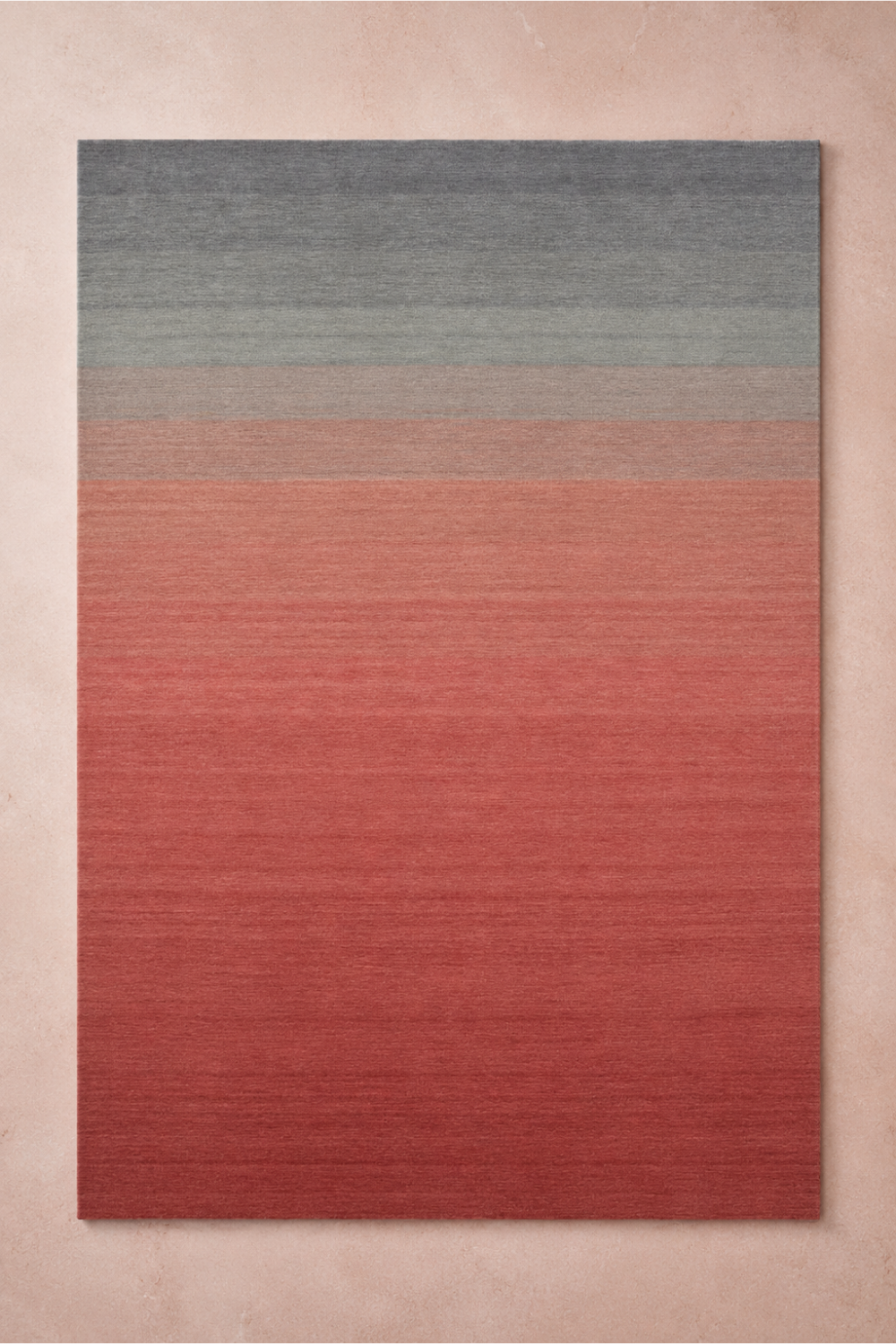 Blush Horizon luxury handloom New Zealand wool grey blush coral and terracotta gradient area rug with layered colour transitions