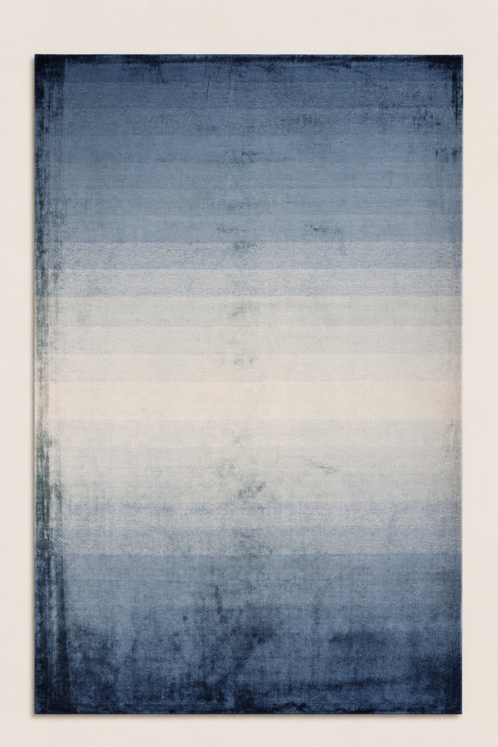 Celestial Tide handloom Tencel blue ombre area rug featuring a navy to ivory gradient with a luxurious silk-like finish