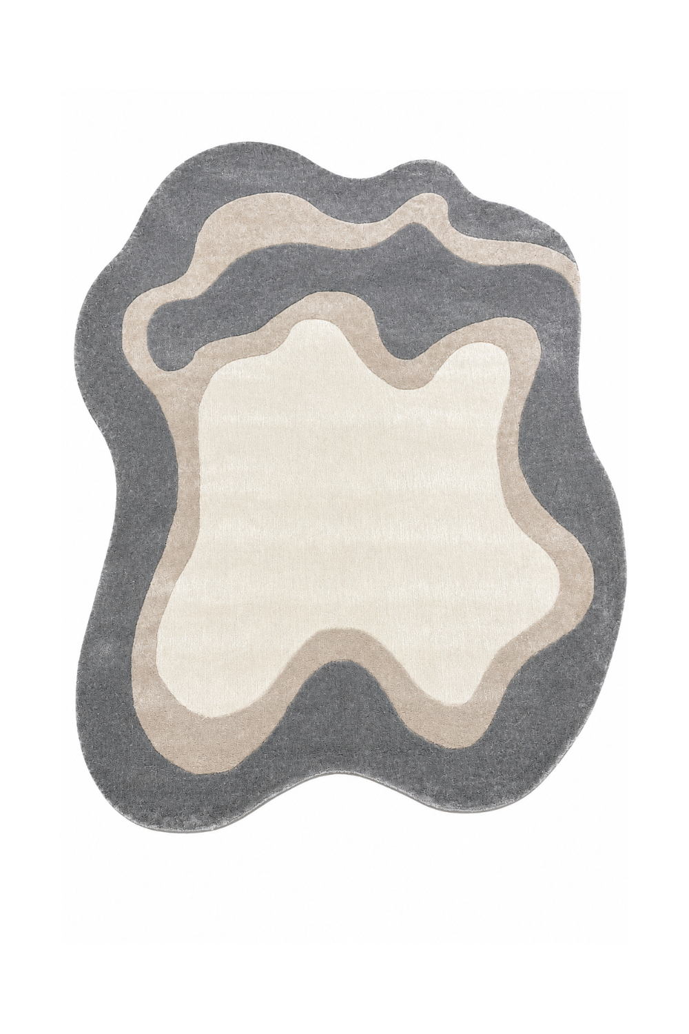 Top view of Cloudform Luxe designer rug showcasing organic freeform shape and layered contemporary contour design.