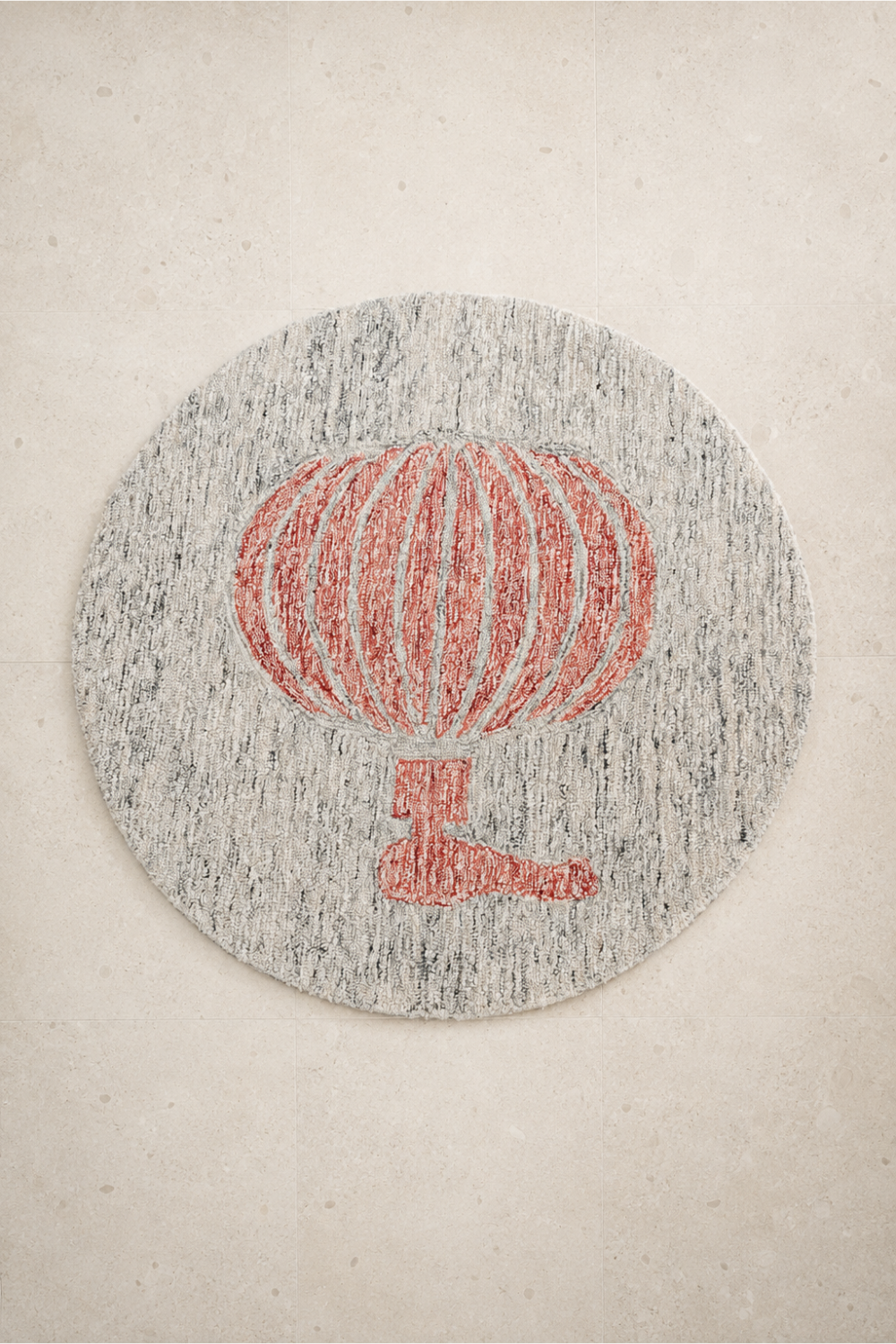 Coral Bloom Round Hand Tufted Rug featuring an ivory textured base with a sculpted coral botanical motif.