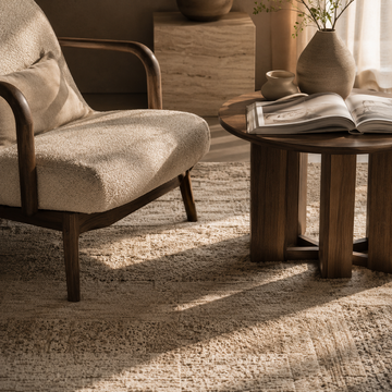 Luxury handcrafted rug in a warm contemporary living space reflecting comfort, quality, and enduring trust.