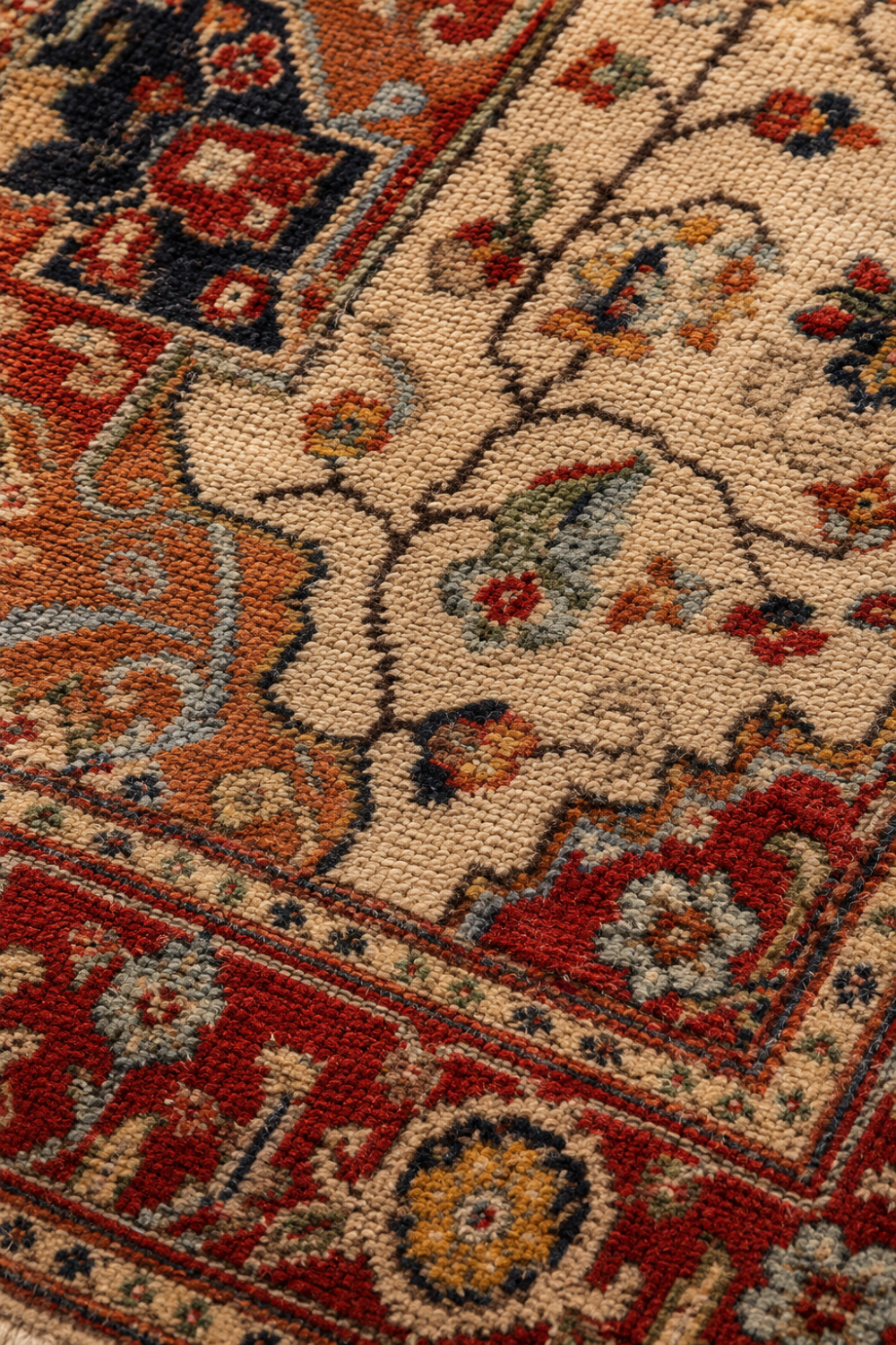Close-up texture of the Heritage Medallion Traditional Area Rug showcasing intricate floral patterns, detailed weaving, and a richly textured surface.