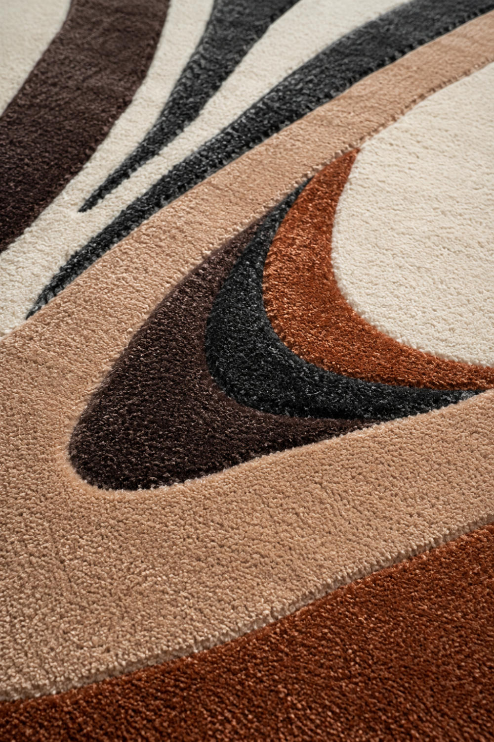 Close-up detail of Midnight Canyon rug highlighting premium pile texture, rich earth-tone colors and artisan craftsmanship.