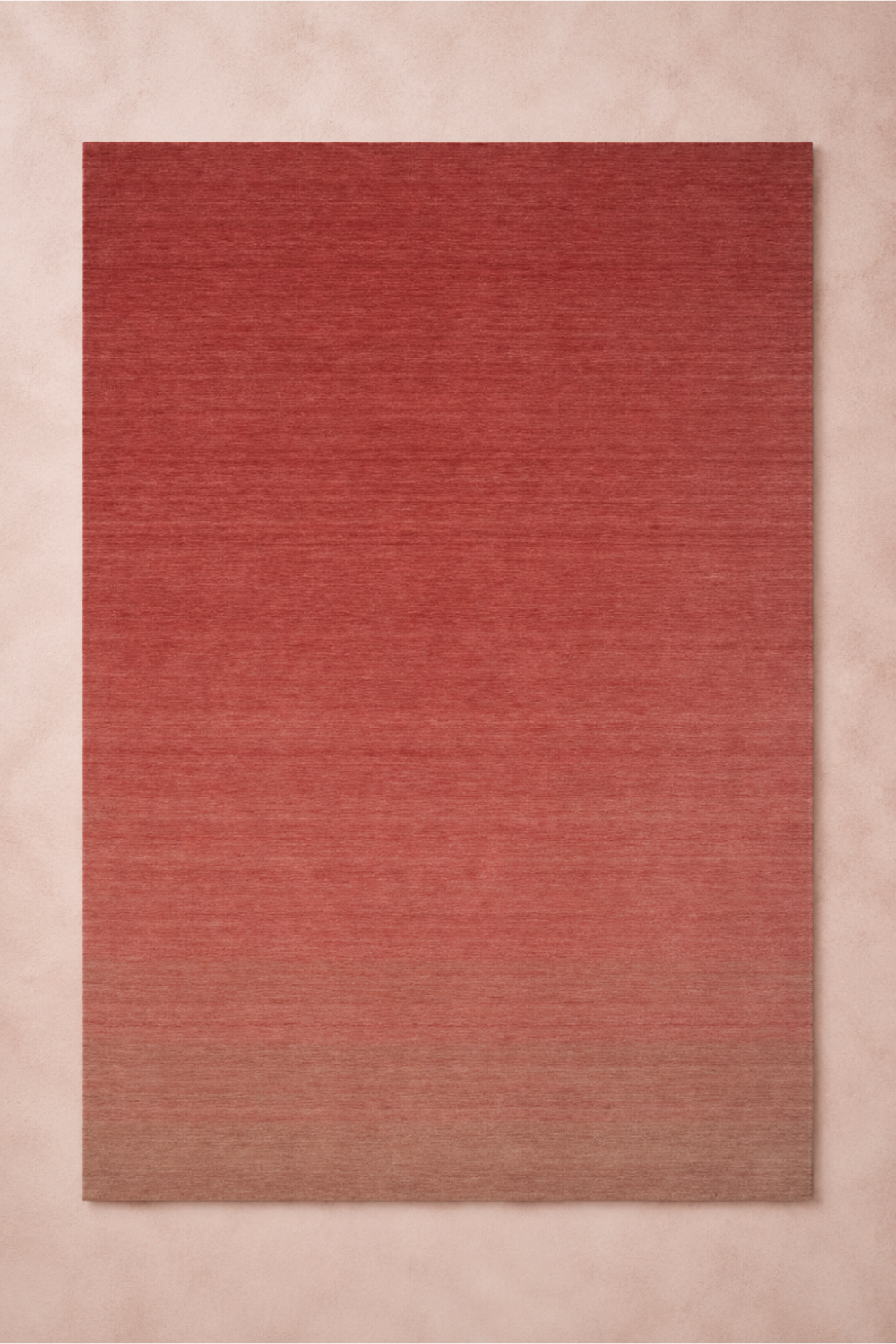 Rose Dusk luxury handloom New Zealand wool rose pink to nude beige gradient area rug with minimalist ombre design