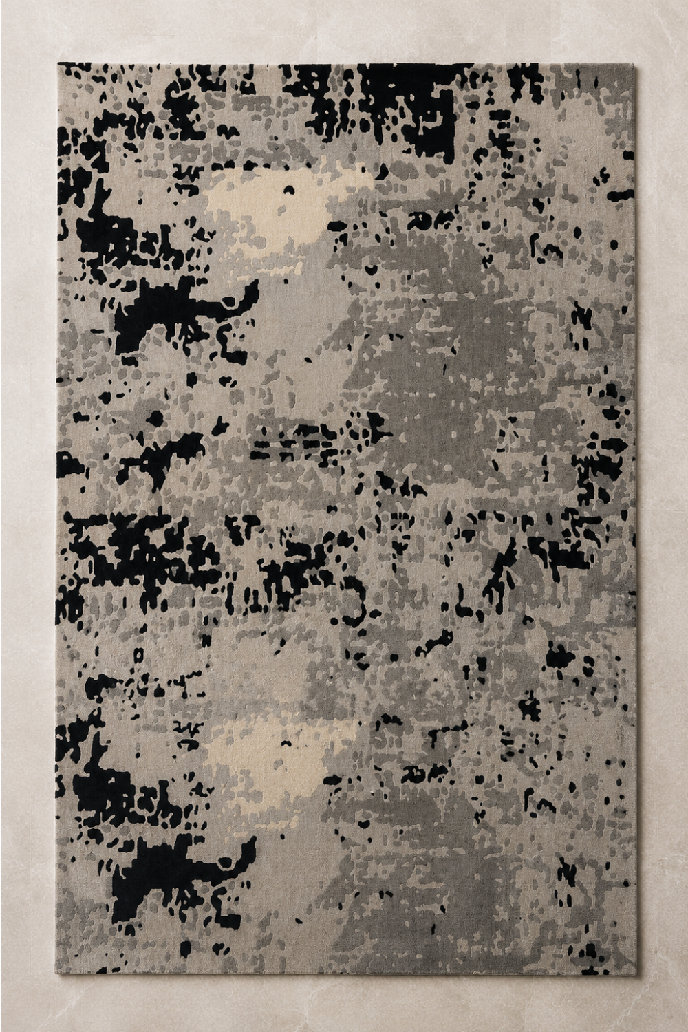Shadow Fragment abstract rug styled in a contemporary living room