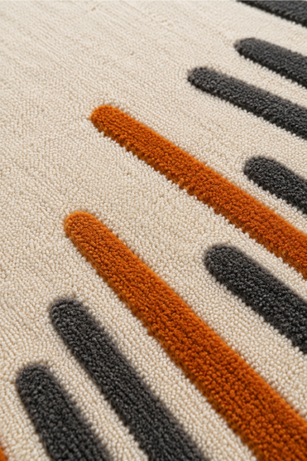 Close-up of the Solar Pulse Round Hand Tufted Rug showcasing raised carved pile, handcrafted texture and premium wool craftsmanship.