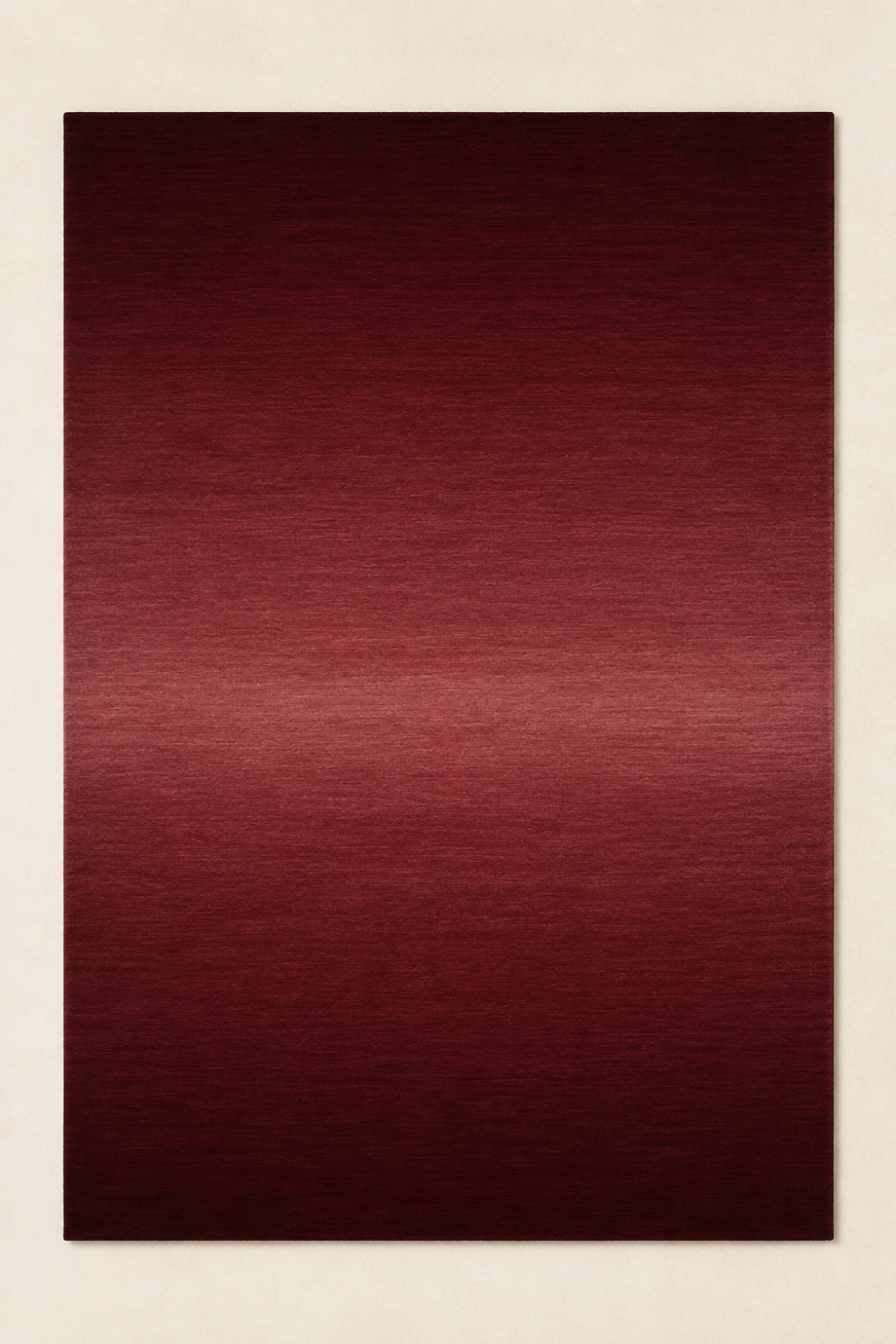 Velour Rouge handloom New Zealand wool burgundy and wine red gradient rectangular area rug featuring a refined horizontal rainbow degrade design.