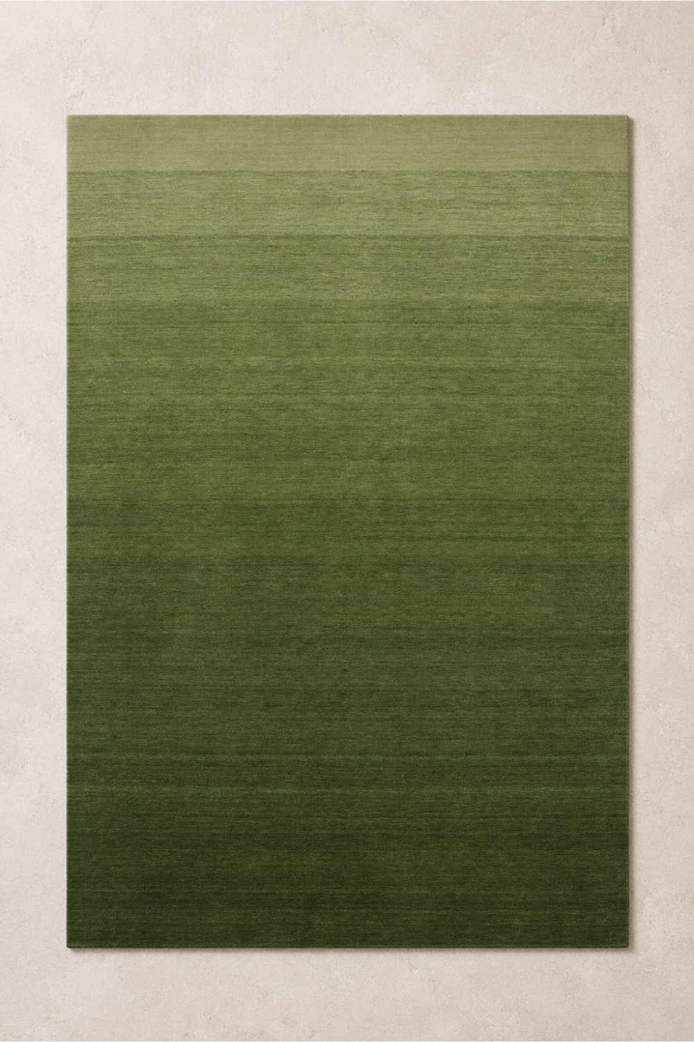 Verdant Horizon luxury handloom New Zealand wool green ombre area rug featuring handcrafted tonal transitions and minimalist contemporary design